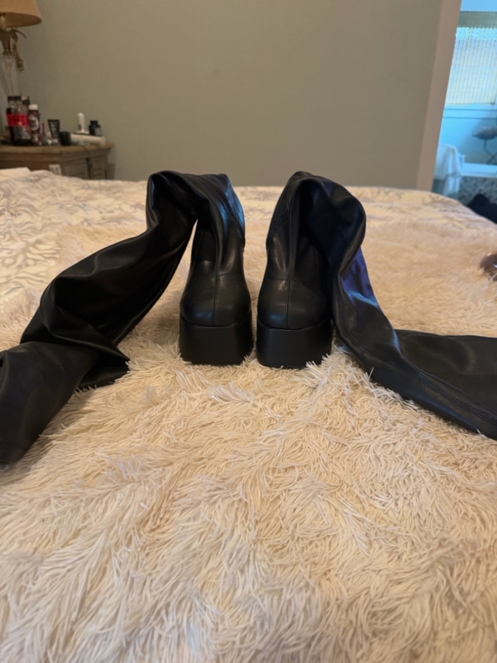 Dolls Kill Black Over-The-Knee Platform Thigh Boots